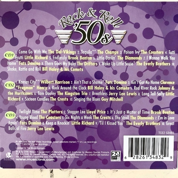 50s, Rock And Roll, Music CD, Tin Set Of 3 CDs, With‎ 23 Page Booklet Insert - Picture 12 of 13